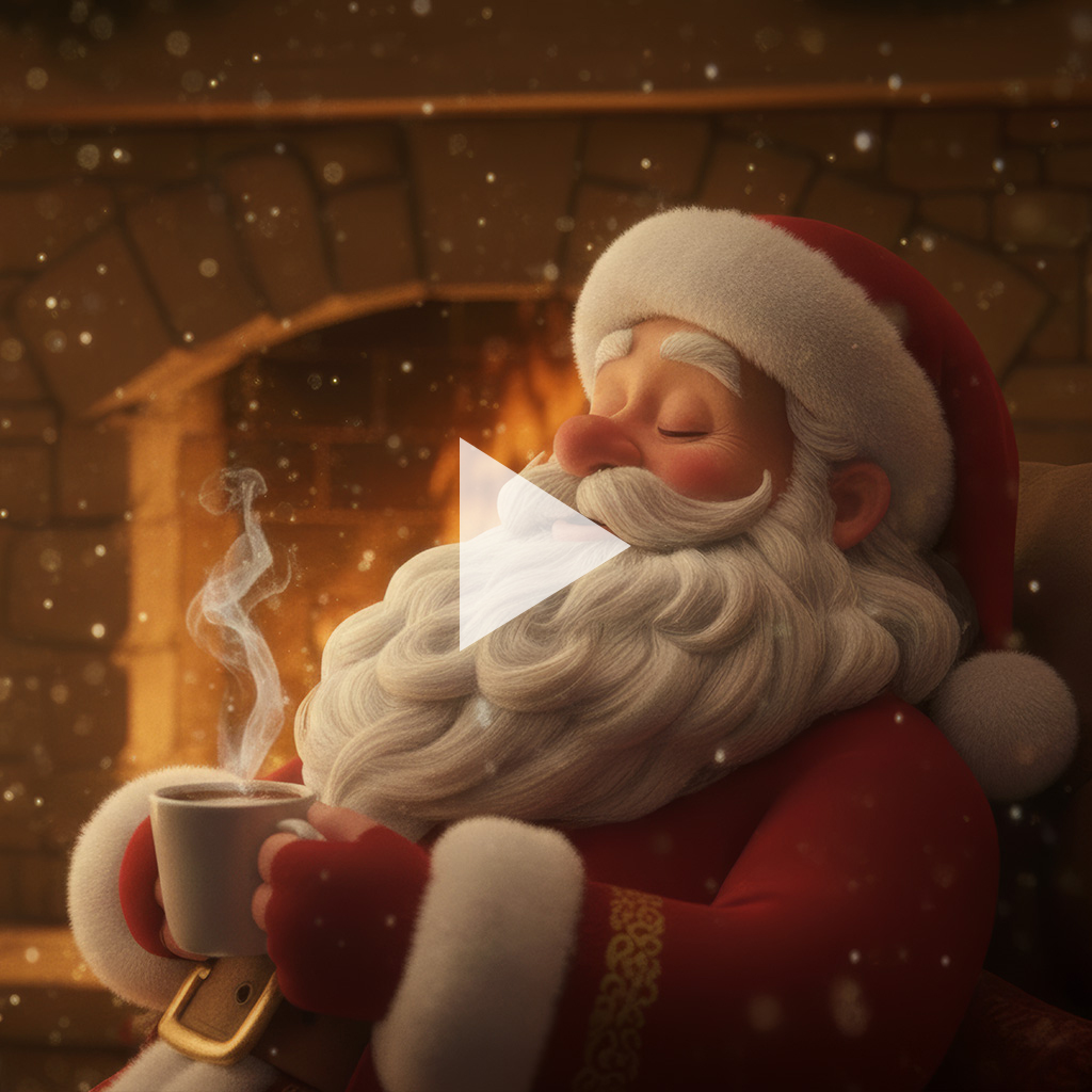 Santa as a calm, grounded character: warm light, soft posture.